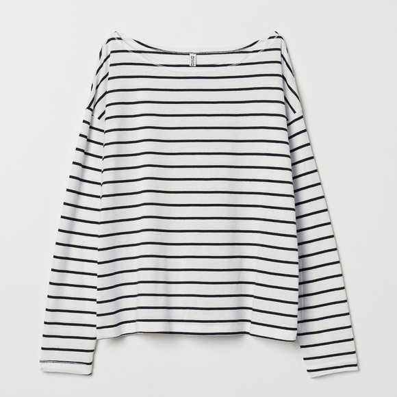 H&M striped boat neck jersey top (xs) (NWT) - Picture 2 of 2